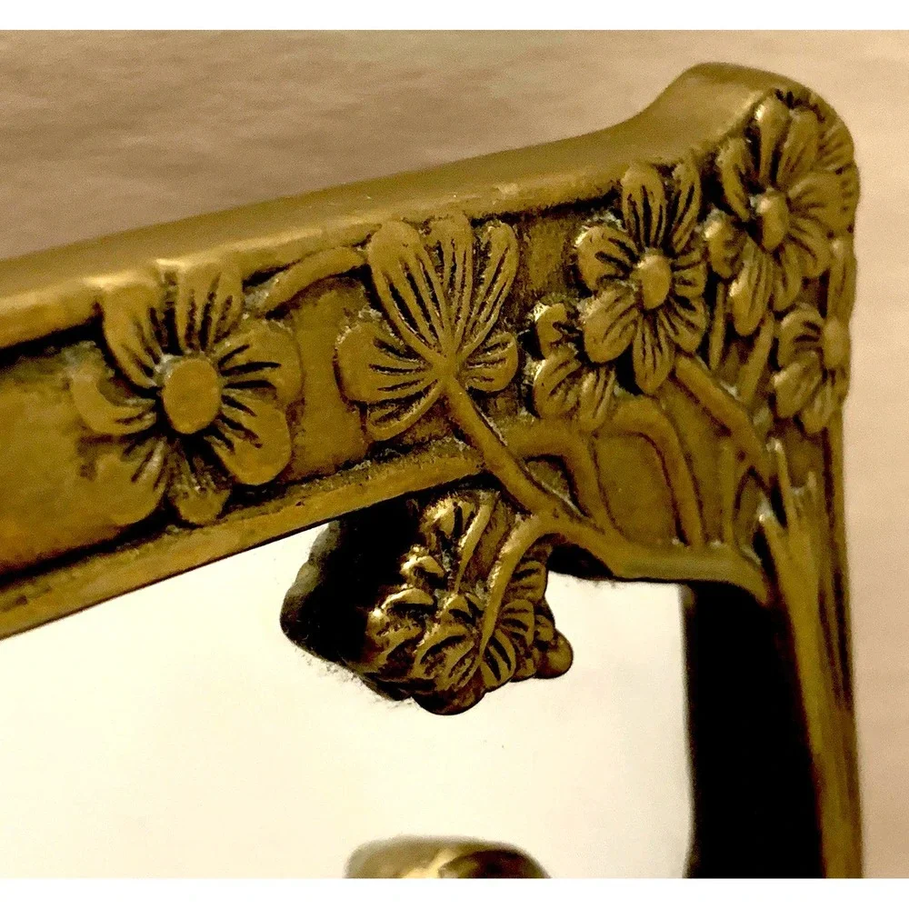 VTG Mirror Brass Framed Art Deco French Country Hollywood Regency Gold Estate